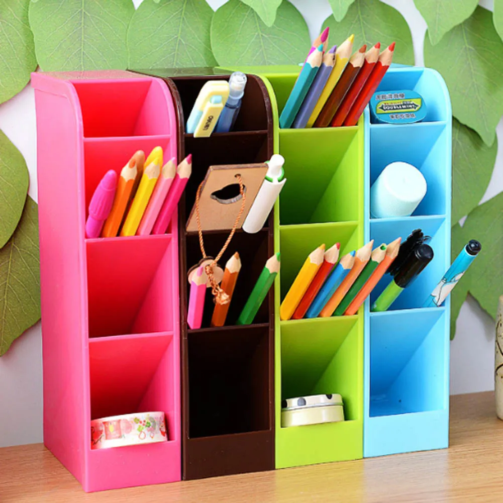 

Plastic Office Desktop Storage Box Stationery Pen Pencil Box Holder Cosmetics Makeup Organizer Remote Control Case Container