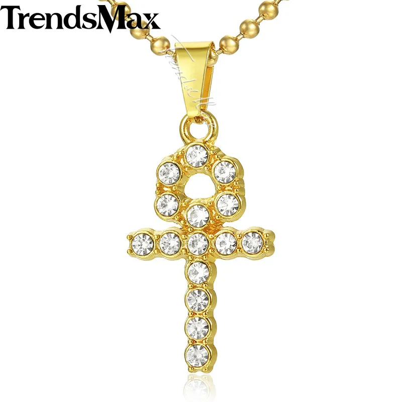 Прямая поставка 2018 Iced Out Ankh Key Cross подвеска ожерелье для женщин хип хоп ювелирные