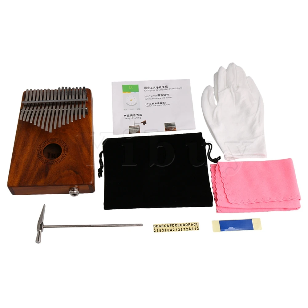 

Yibuy 13.5x18.5x3.5cm Wood Color Acacia Thumb Piano Mini Keyboard Traditional Music Instrucment with 17 Tone