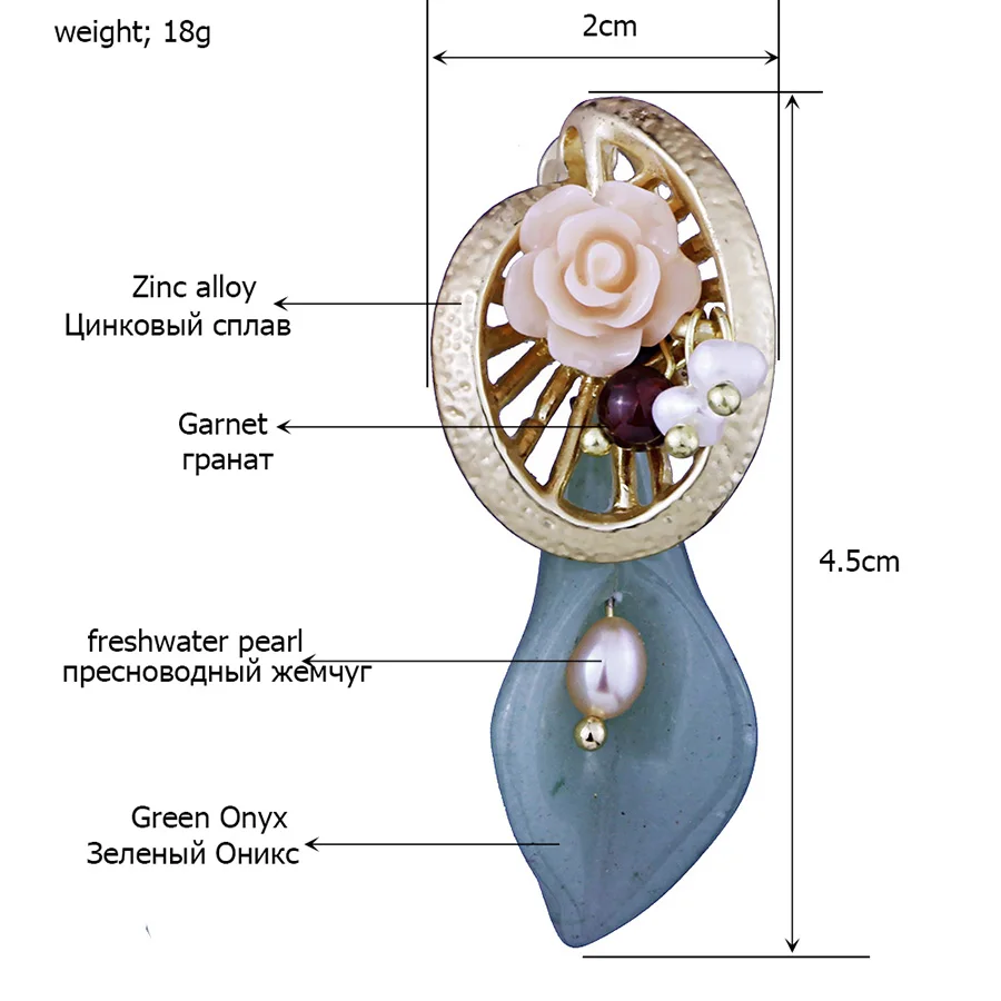 FARLENA украшения ручной работы Натуральный камень цветок серьги с пресноводным жемчугом Винтаж китайский стиль серьги