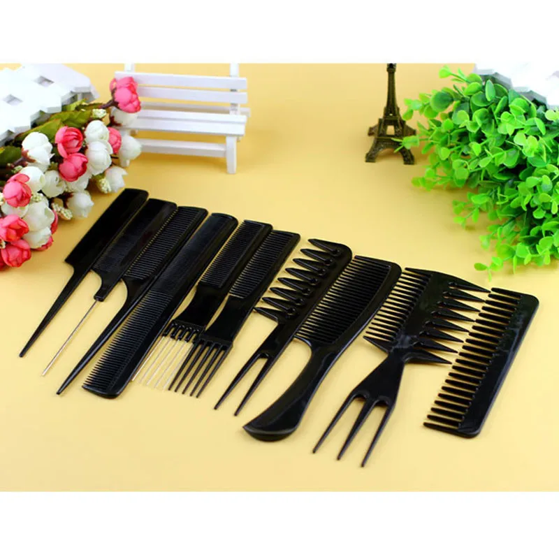 

Dropship 10pcs Professional Salon Hair Combs Kits Barber Cutting Comb Brushes Anti-static Hairbrush Hair Care Styling Tool Set