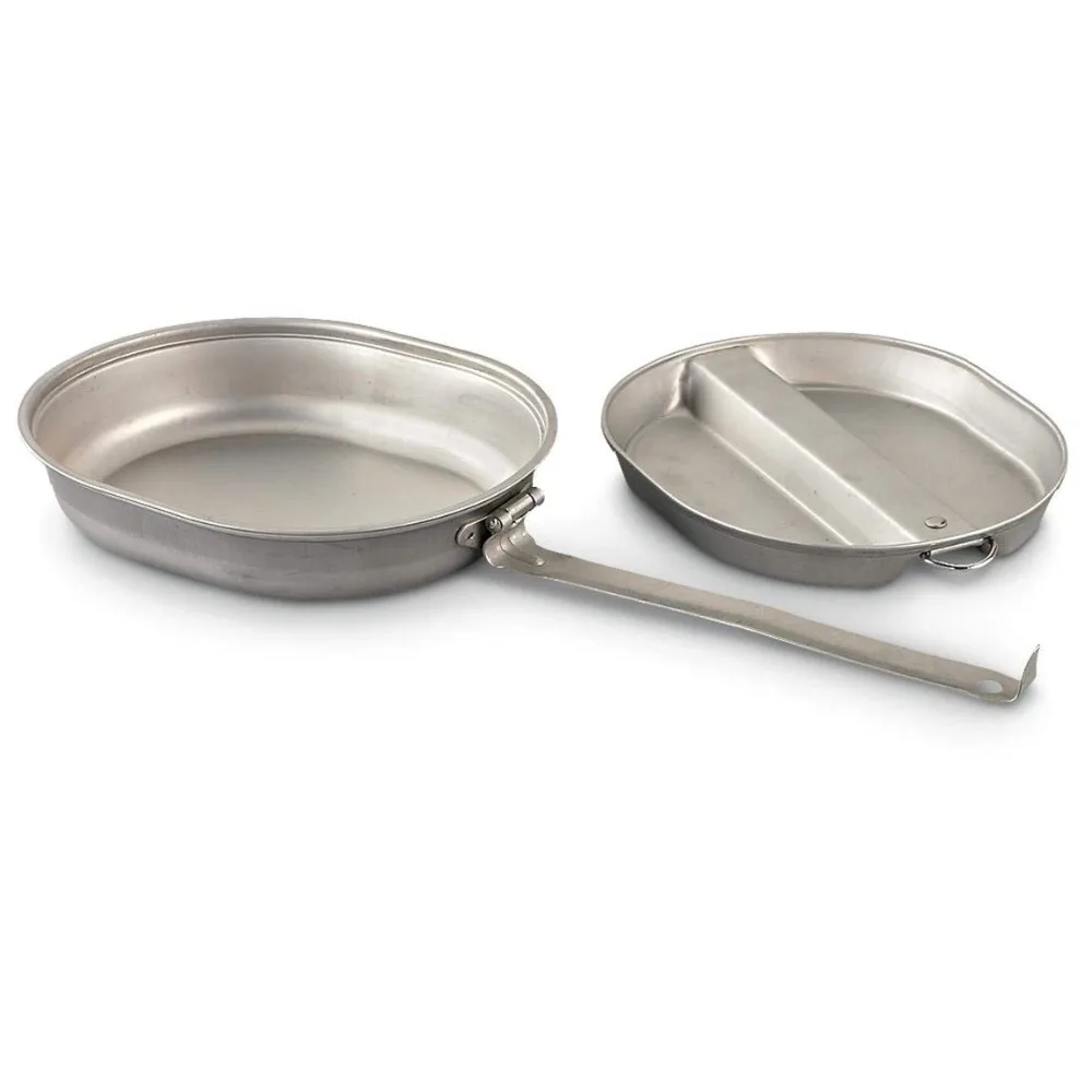 Panelas de Aço Livre de Acampamento Panela de Metal Kit de Viagem ao ar Inoxidável Mess Bagunça Militar Tampa 304 Kit 2 304 Panelas de Aço Inoxidável Mess Kit