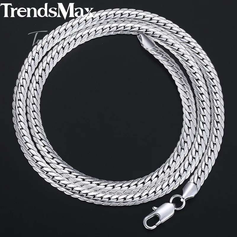 White gold GN337 Trendsmax мужское Ожерелье Золотая змея звено цепочка на шею для мужчин модные мужские ювелирные изделия Прямая поставка подарок 6 мм KGN399 - Окраска металла: White gold GN337
