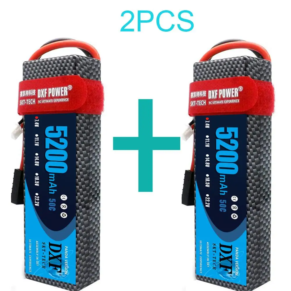 Cena 2 sztuk DXF 7.4V 3300mah 5200mah 6500mah bateria lipo Hardcase 2S 50C 60C 80C 1 10 1 8 skala dla TRX Slash 4x4 RC samochody twarda obudowa