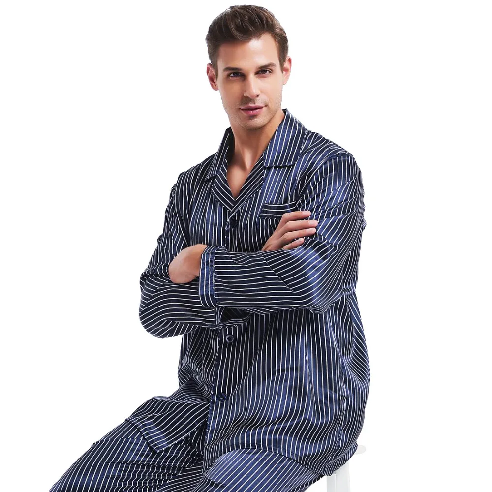 Отличные подарки _ Мужская шелковая атласная пижама Пижама PJS комплект для отдыха