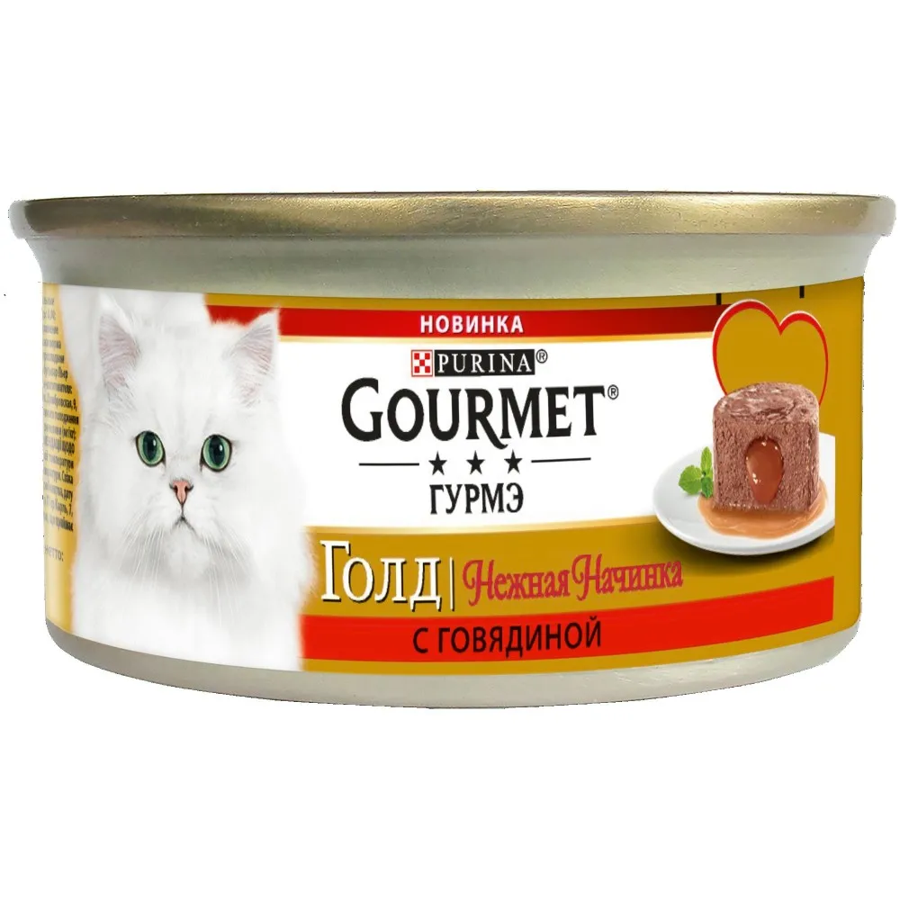 Влажный корм Gourmet Gold Нежная начинка для кошек с курицей, Банка, 12х85 г