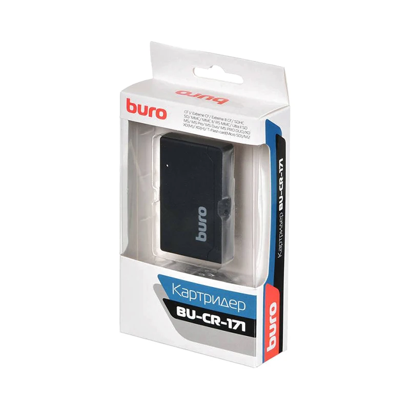 Устройство чтения карт памяти USB2.0 Buro BU CR 171 черный|Картридеры| |