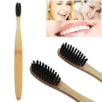 

Portable Travel Wooden Toothbrush Bamboo Handle Soft Natural Environmental Teeth Whitening Dental Cleaning + 5PCS Brush Cover