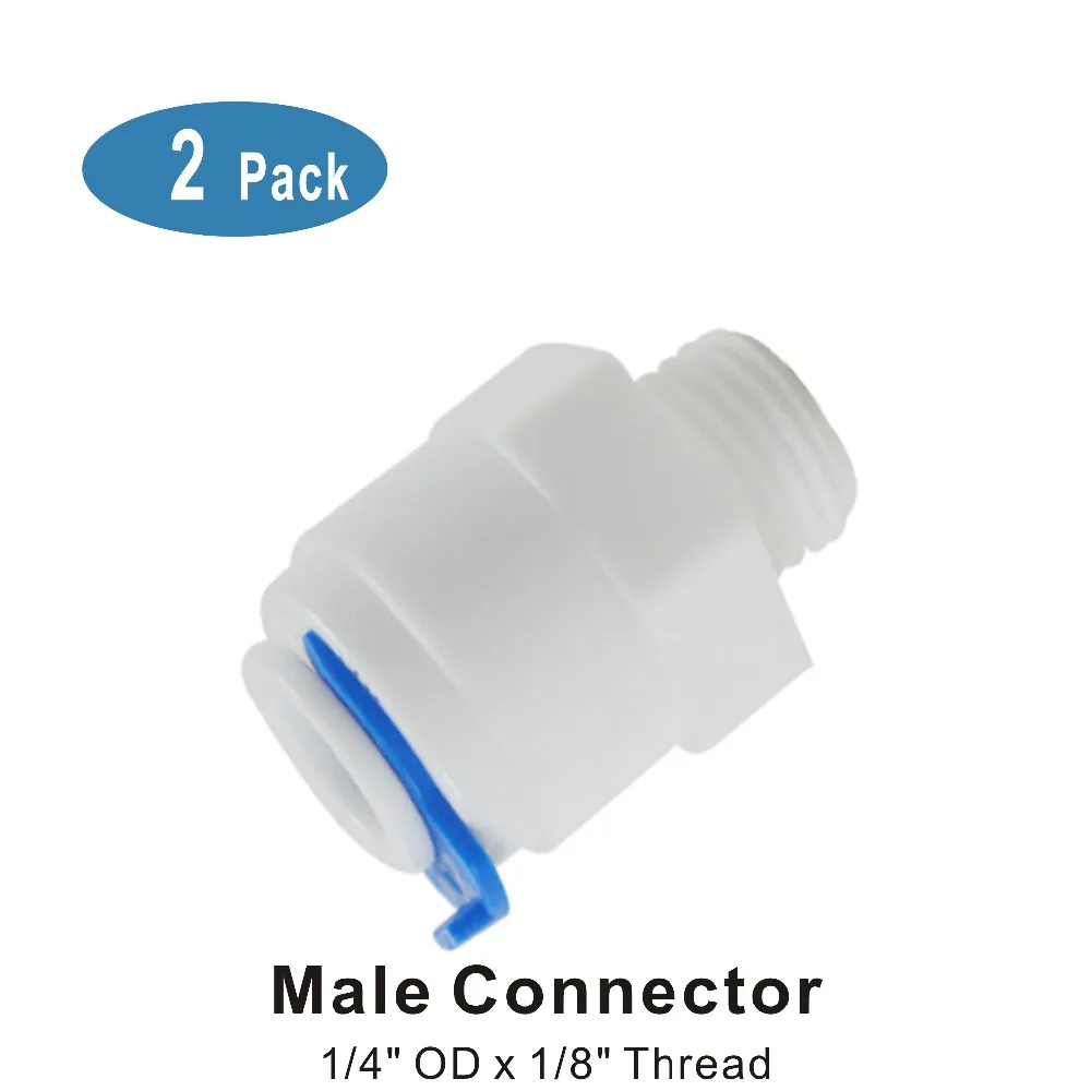 

Male Connector 1/4" OD x 1/8" Thread Quick Connect RO System Fitting - 2 PACK