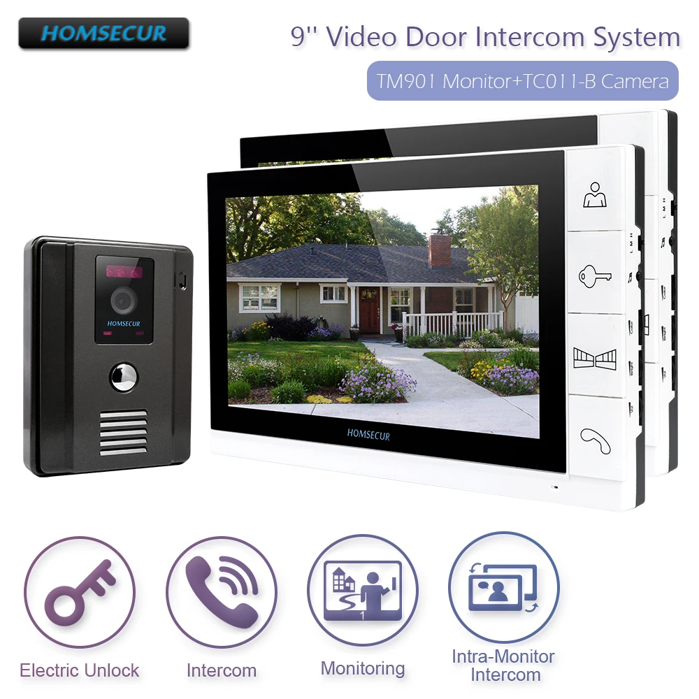 HOMSECUR New 9\ Wired Video Door Phone Doorbell Home Security Intercom System+IR Night Vision for House/Flat