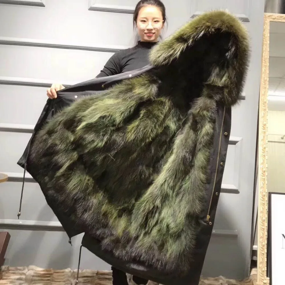 green fur-black coat