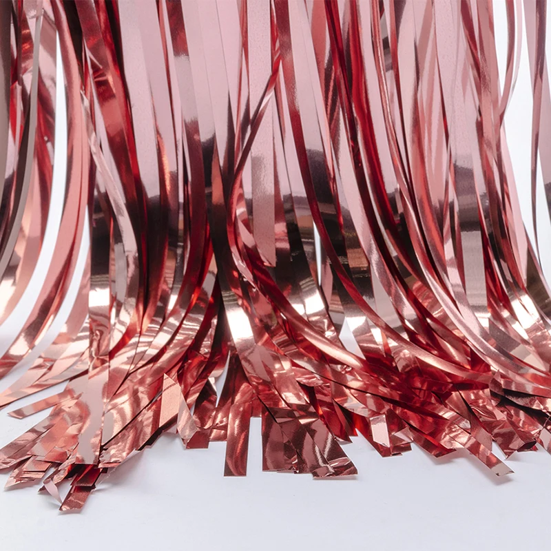 

3/2M Rose Gold Silver Rain Curtain Backdrop Foil Fringe Tinsel Curtain Wedding Birthday Party Home Background DIY Decoration