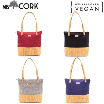 

Cork bags Natural cork Original handmade bag with Gray, burgundy, black, dark blue fabric BAG-372-BCDE