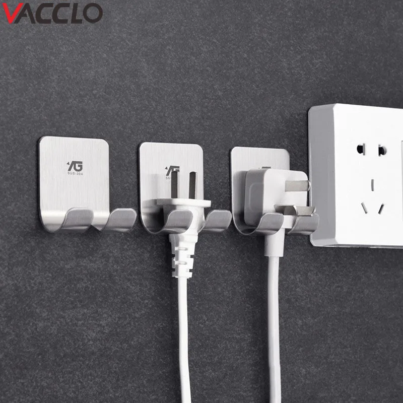 Vacclo لاصق تخزين هوك الرف حامل قابس طاقة أصحاب رف الحمام المنظمون مقبس الحائط شماعات مطبخ أداة