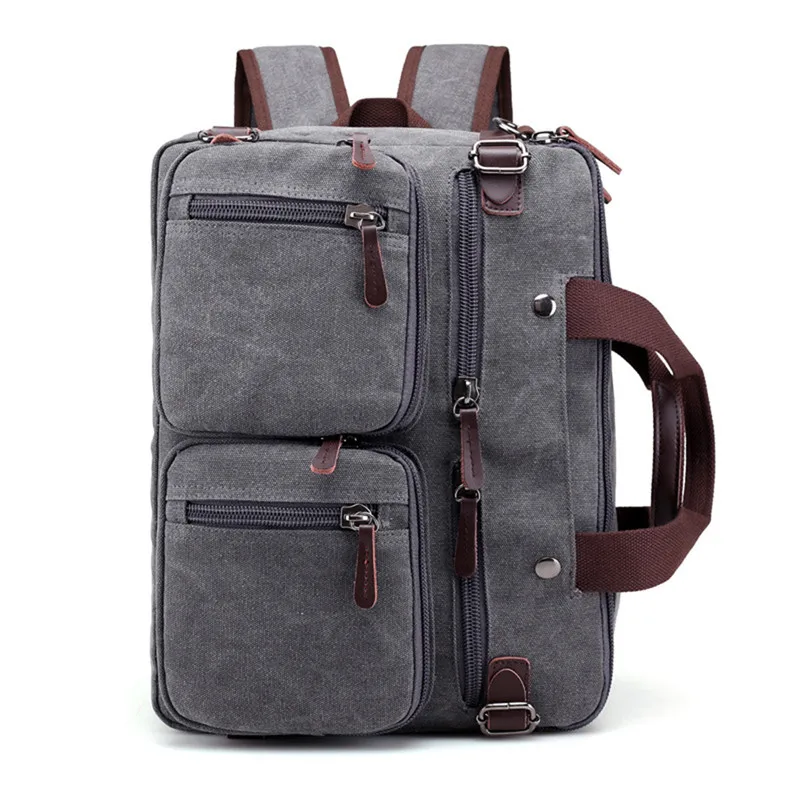 

13 14 Inch Canvas School Backpack Laptop Backpack Case Multi-Pocket Briefcase Laptop Messenger Bag For Macbook