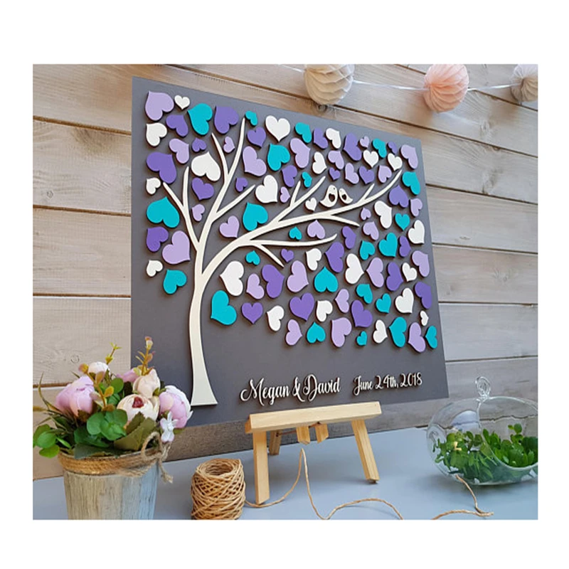Personalized guestbook Tree of hearts Wedding Alternative Tree Guest