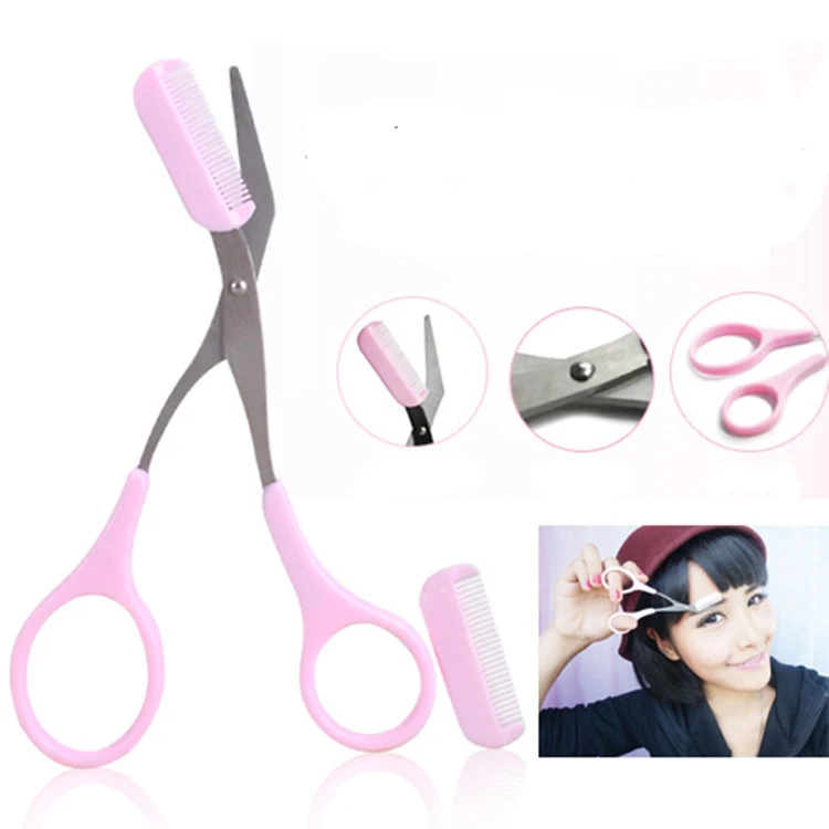 

1Pc Stainless Steel Eyebrow Shaping Cut Scissors Comb Hair Remover Beauty Tool Shaver Makeup Tools Hair Grooming Removal