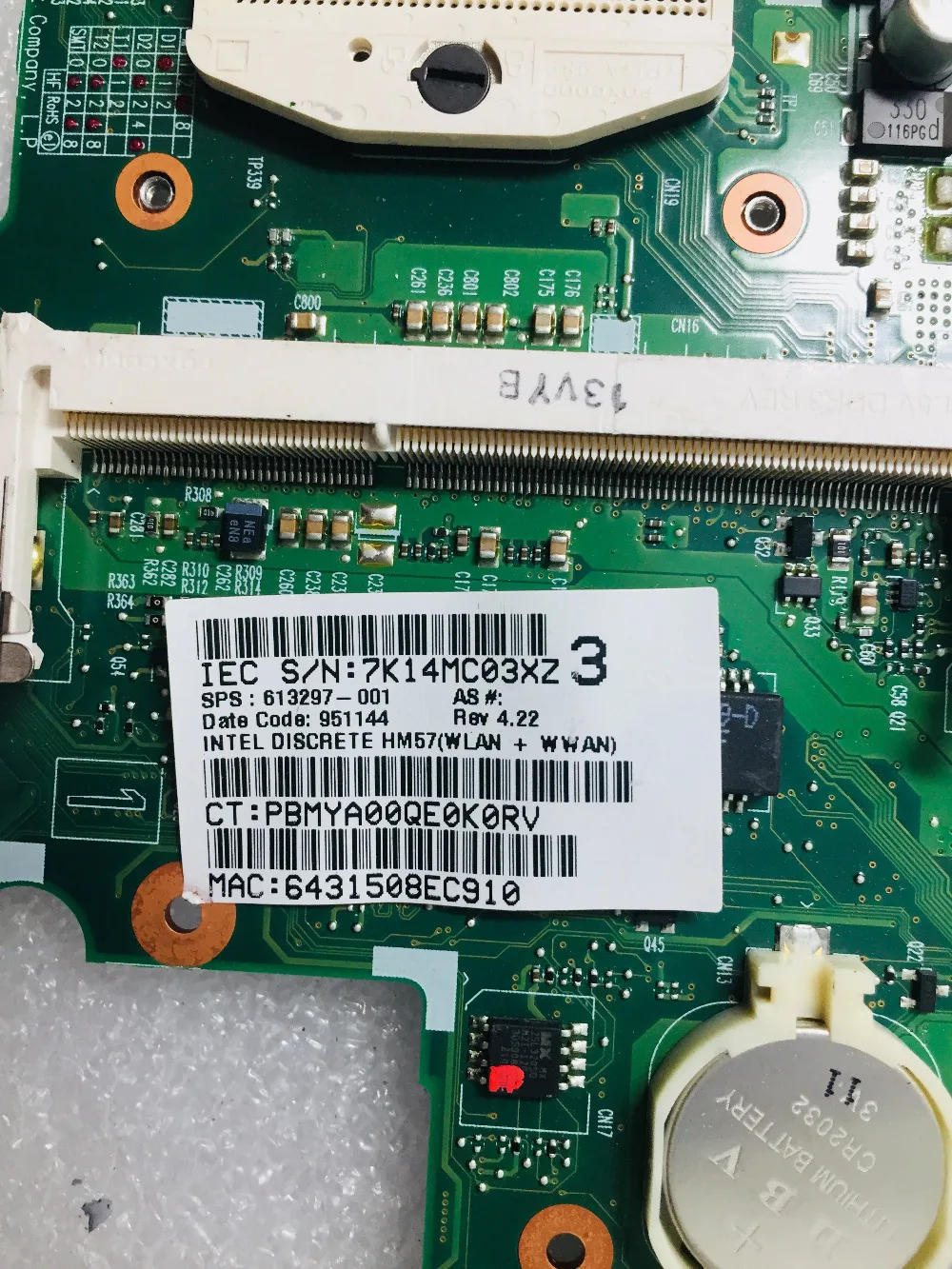 SHELI ل HP 6450B 6550B اللوحة 613297-001
