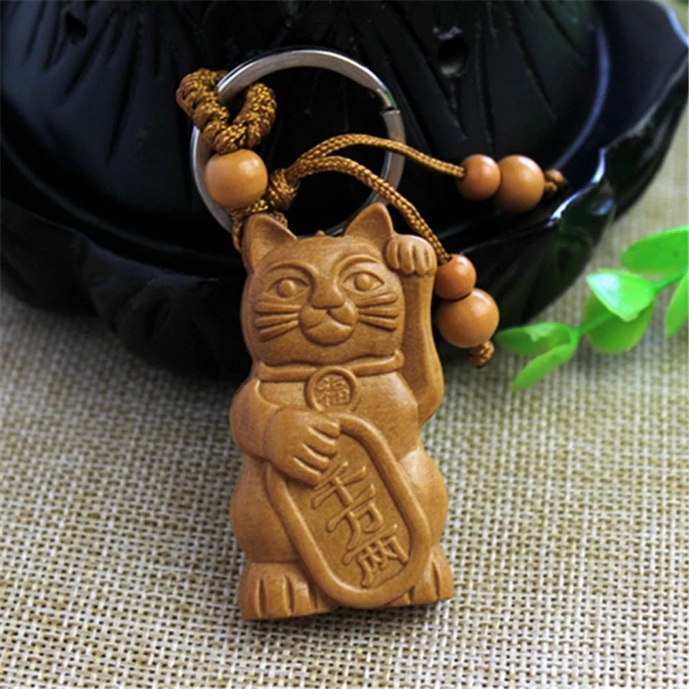 Экзотическая резьба по дереву Lucky Cat брелок подвесная сумка мешочек украшение