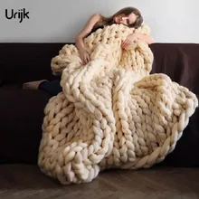 Urijk 1PC Fashion Thin Thread Blanket Winter Warm Home Use Blankets for Adults European Crocheted Bed/Sofa Blanket Home Textile
