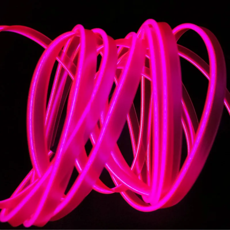 JURUS 1 метр Авто украшения USB салона проводной Контролер светодиодной полосы Веревка трубопровод с 5 В инвертор 10 Цветов Неоновый свет автомобиль-Стайлинг - Испускаемый цвет: Розовый