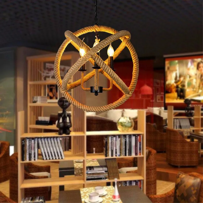 

Retro Creative Concise Industrial Style Hemp Rope Pendant Light Cafe Bar Restaurant Kitchen Aisle Decoration Lamp Free Shipping