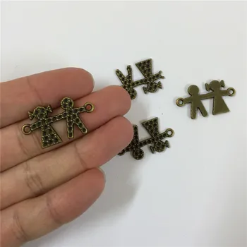 

10 units Pendant antique brass boy and gril Pendants Jewelry Findings & Components D-3-149