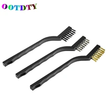 OOTDTY 3 шт./компл. мини-проволочная кисть Сталь комплект из латуни нейлон очистки полировки деталь металла ржавчины