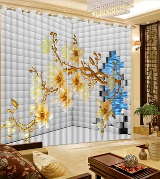 

luxury curtains for bedroom Living room Floral printing blackout european curtains
