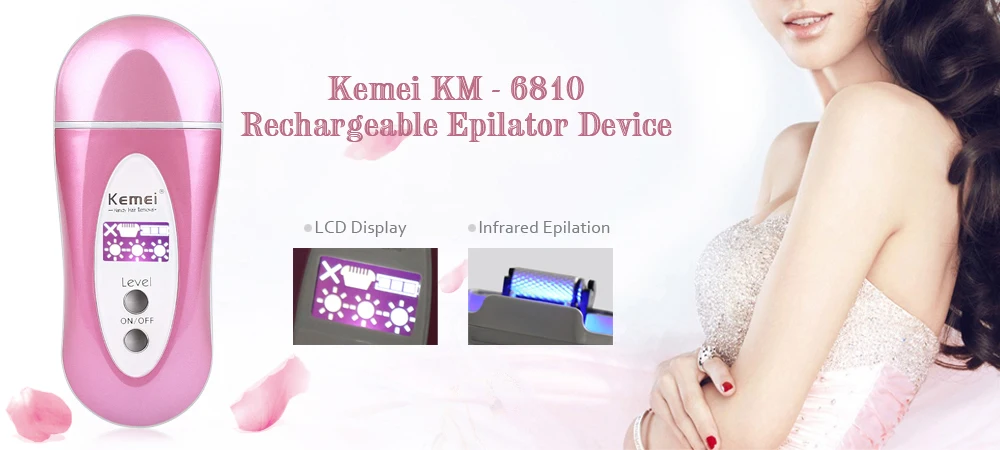 Kemei KM-6810 перезаряжаемые электрический эпилятор инфракрасный горячий провод комплект Мини эпилятор ЖК-дисплей 2 лезвия инструменты для женщин ЕС