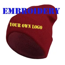 Подгонянные ваш логотип шапочки о малыш вышивка логотип шапочки с черепами зимние унисекс индивидуальный логотип вязаные шапки YY146