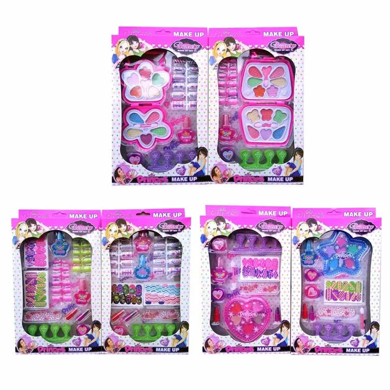 Girls Cosmetics font b Toys b font Lipsticks Makeup Water Bottles Brushes Eye Shadow Box Shopping