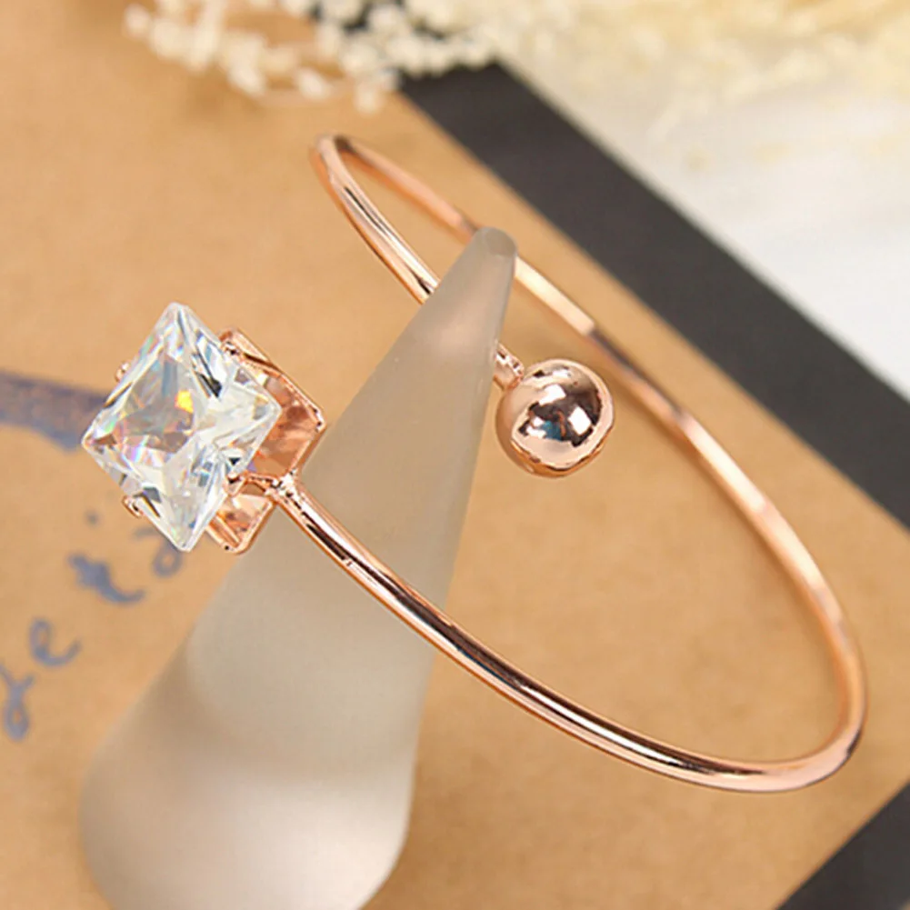 1PC White /Rose Gold Color Classic Bangle Bracelets Cuff For Women Adjustable Charm Love Cubic Crystle Bangles | Украшения и