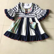 Été et Automne Nouveau Style De Mode tenues Bébé FILLES robe à Rayures Multicolores Imprimé et Enfants vêtements