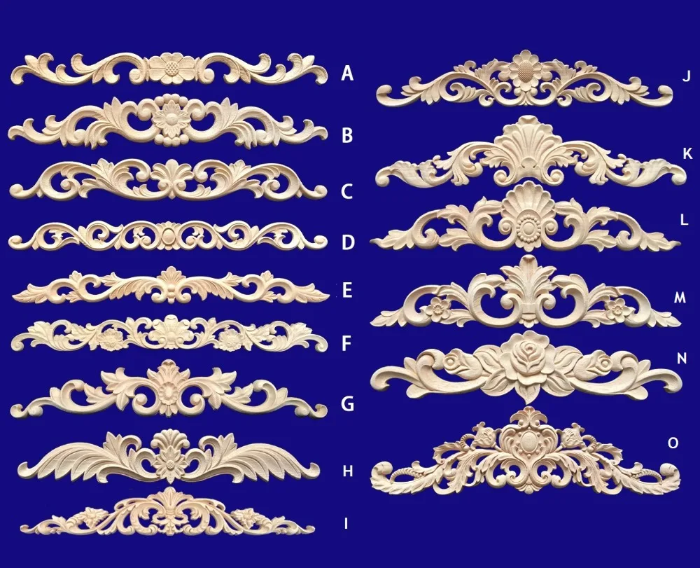 2pcs/lot Rubberwood Furniture Architectural Carved Wood Applique