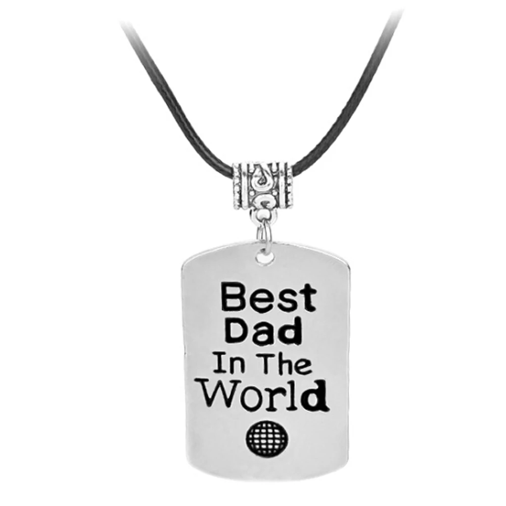 Best Dad In The World Imitation Leather Rope Chain Pendant Necklace Father Men Statement Jewelry