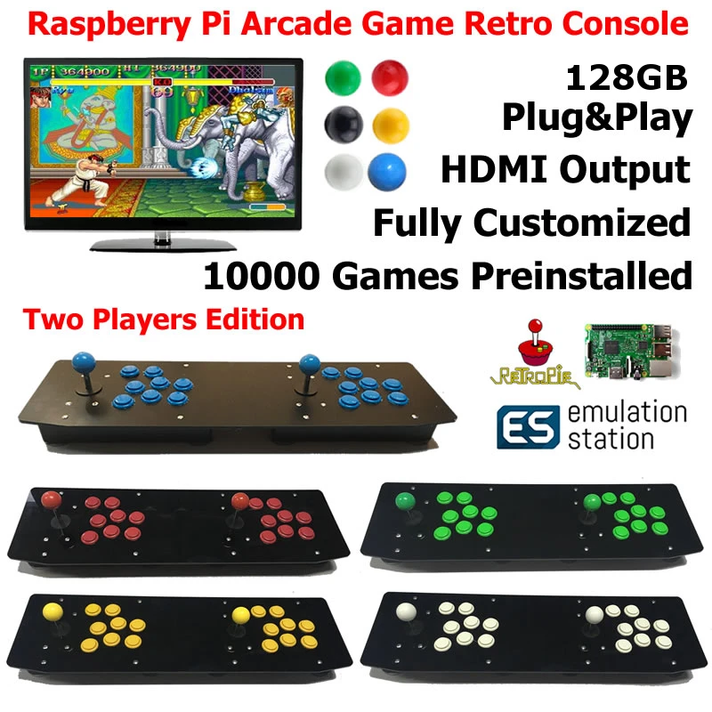 

Raspberry Pi 3 Model B+ B Plus Arcade Game Retro Console Two Players Edition G3B03-128GB