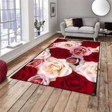 Else Красный Белый розы цветы цветочный 3d узор принт нескользящие микрофибры Гостиная Декоративные Современные моющиеся области коврик