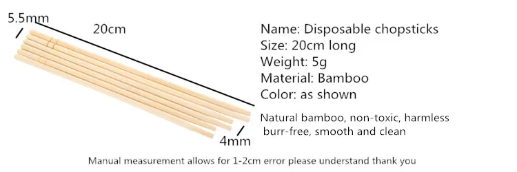 20 шт./пакет одноразовые натуральные бамбуковые палочки для еды семейный сбор Отель Фаст-фуд Ресторан бамбуковые палочки для еды индивидуально обертка