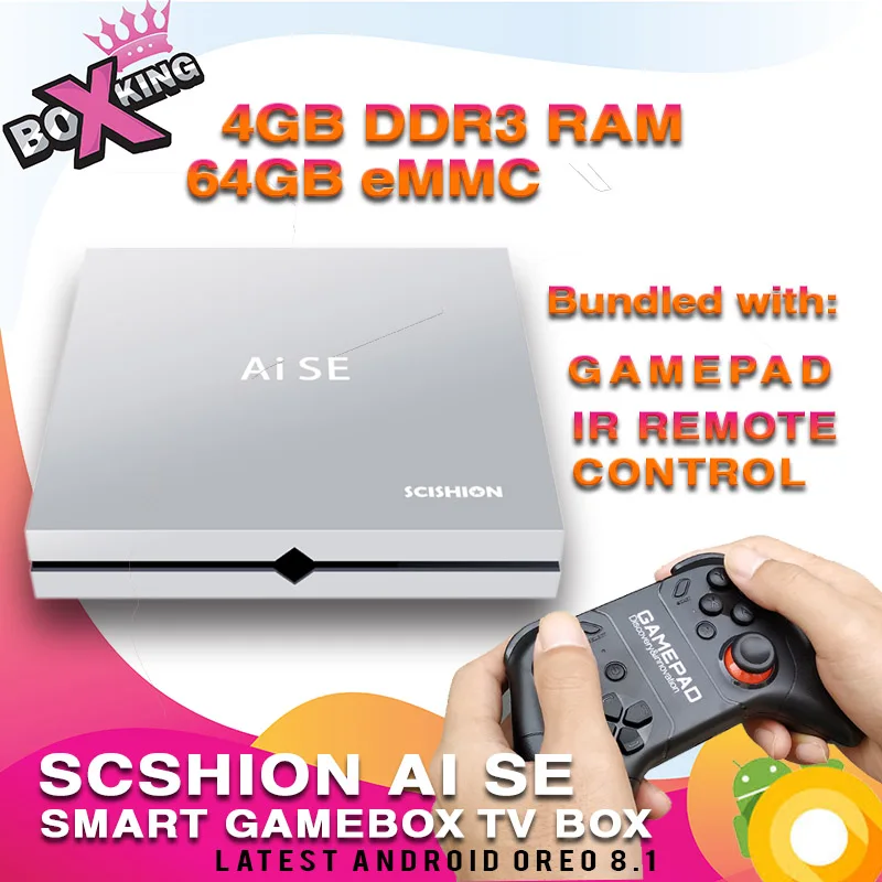 

AI SE Android 8 smart tv box Game Box 4GB 64GB RK3399 IR remote control gamepad 5G 4K USB 3.0 ( xiaomi mi TV box , H96 MAX tx3)