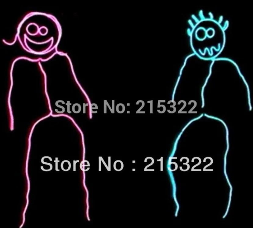 

Carton el wire Luminous stickman led costume suits