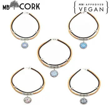 

Brown cork handmade Original Portuguese pattern handmade women cork necklace N-186-MIX-5