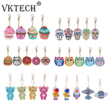 

5pcs DIY Full Drill Special Shaped Diamond Painting Keychains Women Bag Pendant Jewelry Key Ring Embroidery Cross Stitch
