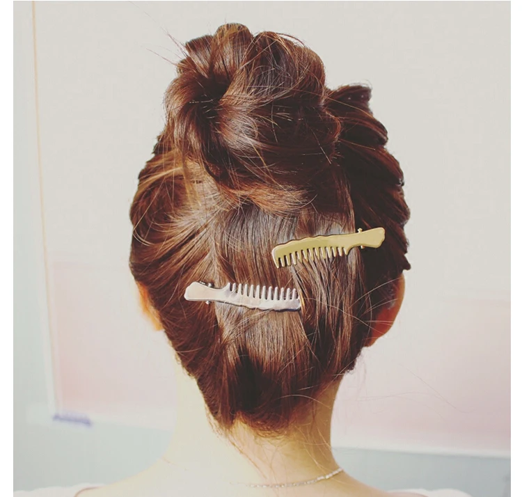 

Korea Hot Sale Women Hair Clip Accessories Small Comb Side Clip Top Clip Retro Gold Bangs Clip