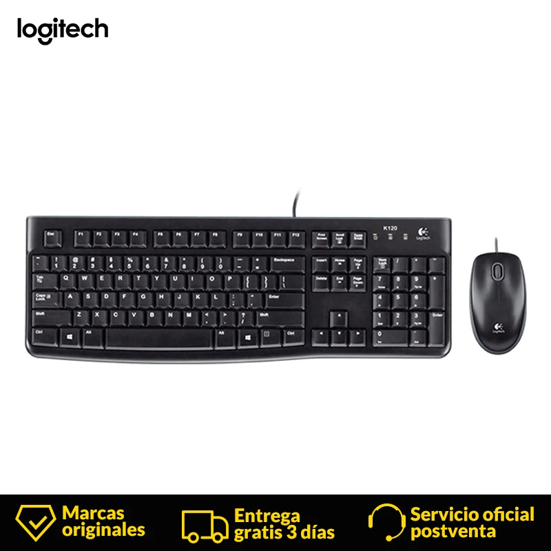 

Logitech Desktop MK120 Keyboard and Mouse for Windows and Linux - [Teclado espanol QWERTY], Spanish Layout Color Negro