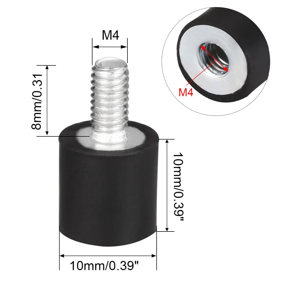 UXCEL 8 шт. резиновые цилиндрические вибрационные изоляторы крепления амортизатор с шпильками для фитнес оборудования кондиционер и т. д