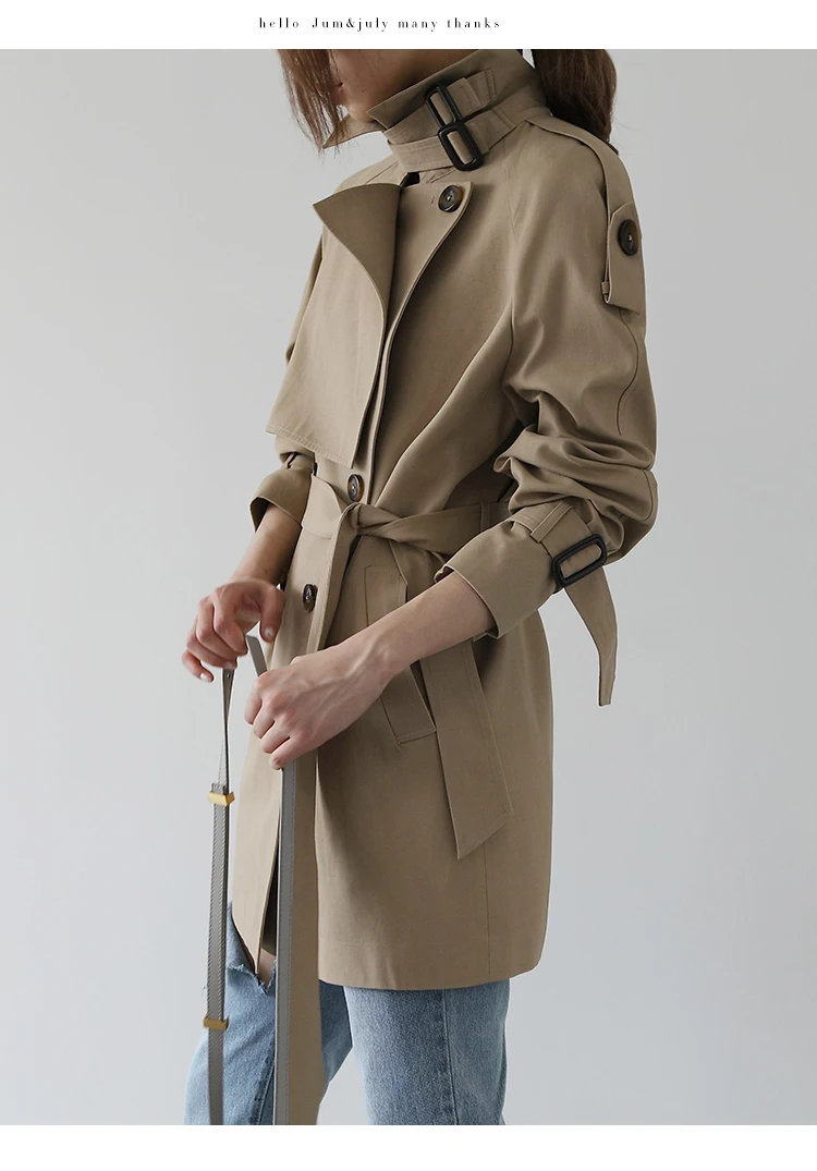 

Obrix Cool Casual Loose Spring Autumn Female Trench Cotton Vintage Belts Full Sleeve Double Breasted Jacket For Women