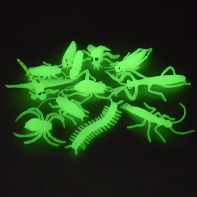 12Pcs 5 8cm Spider Insect Soft Luminous Night Glow Worms Halloween Toy