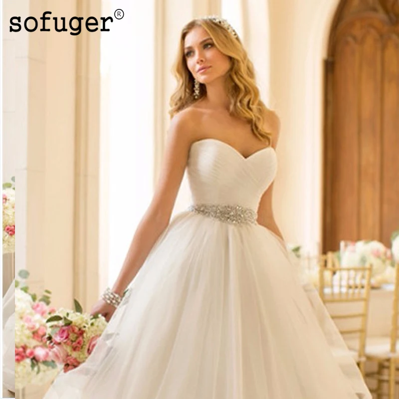 

Charming Sweethear Wedding Dresses 2015 Vestidos De Noiva New Arrival Strapless Gown