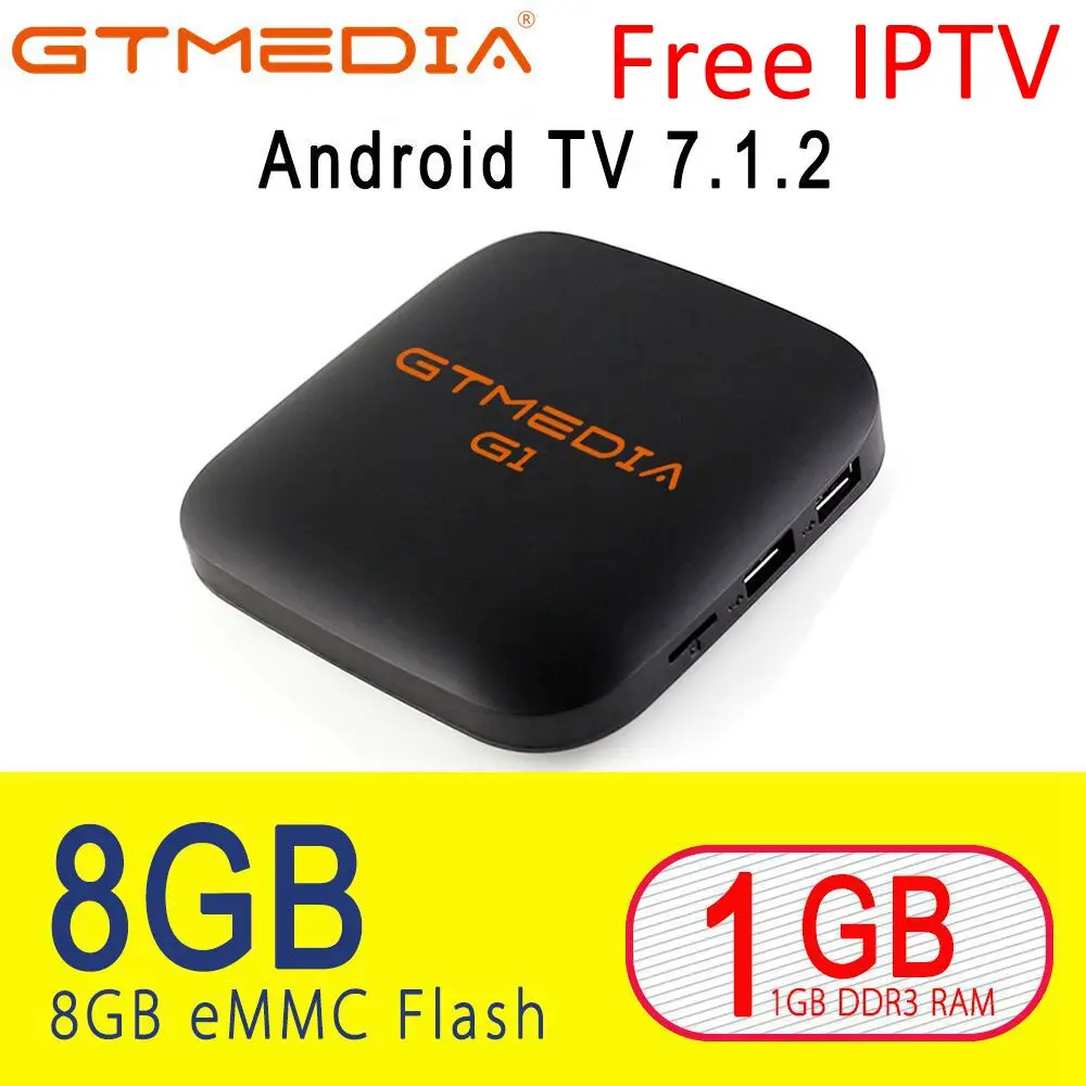 

GTmedia G1 Android TV Box Amlogic S905W CPU Quad core ARM Dual WiFi 1G+8G Android 7.1 Set Top Box Media Player Spain IPTV M3U
